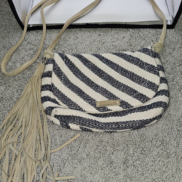 TOMS Navy Cream Riviera Stripe Mix with suede strap and tassel - Picture 3 of 7